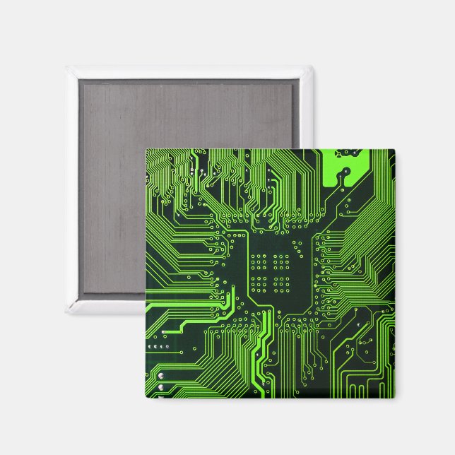 Geek Out NERD PCB Grönt Electronic Circuit Board Magnet (Front/Back)