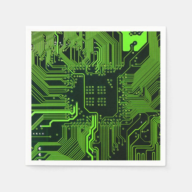 Geek Out NERD PCB Grönt Electronic Circuit Board Pappersservett (Framsidan)