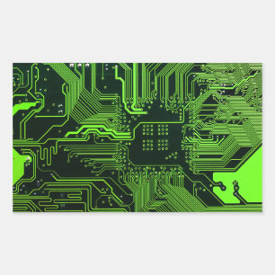 Geek Out NERD PCB Grönt Electronic Circuit Board Rektangulärt Klistermärke