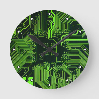 Geek Out NERD PCB Grönt Electronic Circuit Board Rund Klocka