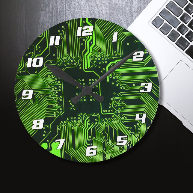 Geek Out NERD PCB Grönt Electronic Circuit Board Rund Klocka (Skapare uppladdad)