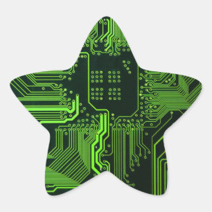 Geek Out NERD PCB Grönt Electronic Circuit Board Stjärnformat Klistermärke