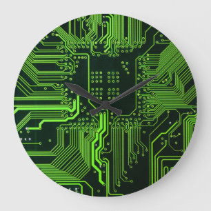 Geek Out NERD PCB Grönt Electronic Circuit Board Stor Klocka
