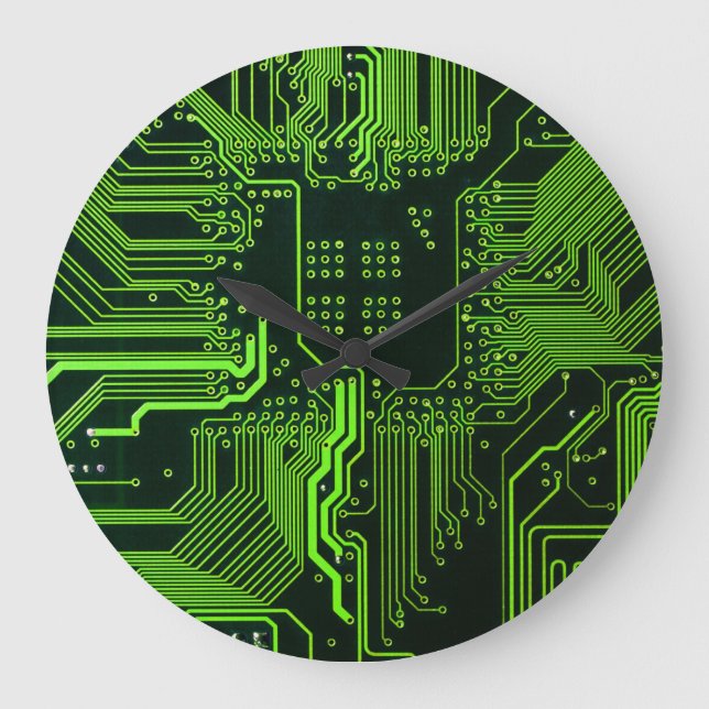 Geek Out NERD PCB Grönt Electronic Circuit Board Stor Klocka (Framsida)