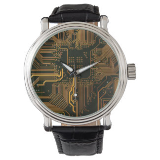 Geek Out NERD PCB Orange Electronic Circuit Board Armbandsur