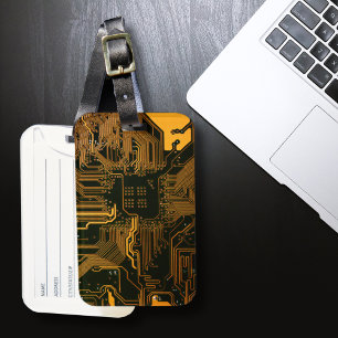 Geek Out NERD PCB Orange Electronic Circuit Board Bagagebricka
