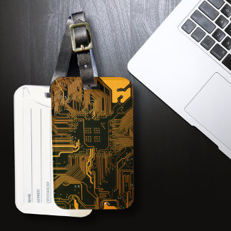 Geek Out NERD PCB Orange Electronic Circuit Board Bagagebricka