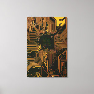 Geek Out NERD PCB Orange Electronic Circuit Board Canvastryck