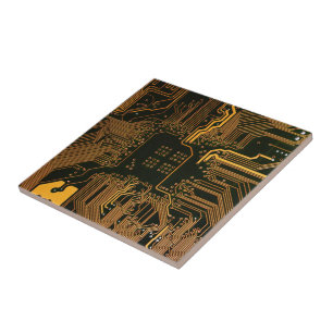 Geek Out NERD PCB Orange Electronic Circuit Board Kakelplatta