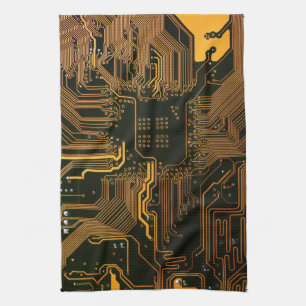 Geek Out NERD PCB Orange Electronic Circuit Board Kökshandduk