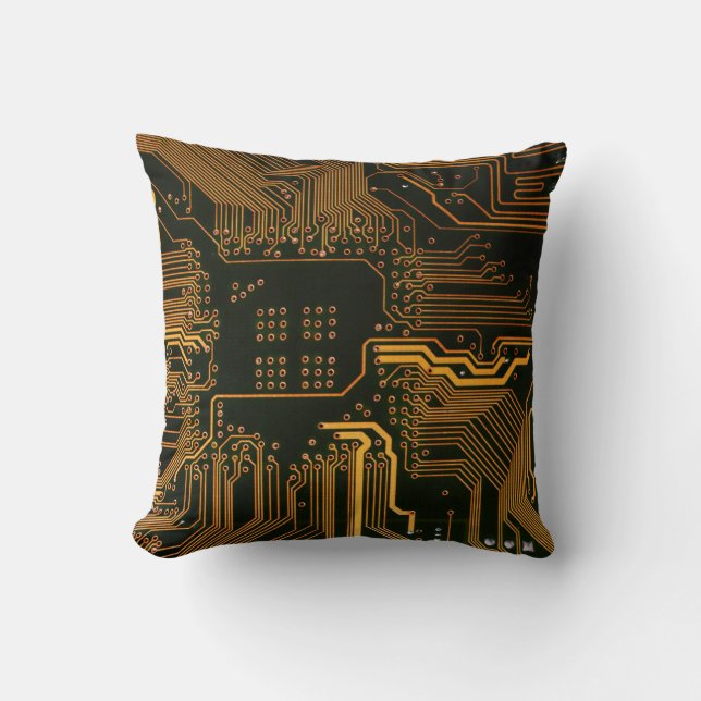 Geek Out NERD PCB Orange Electronic Circuit Board Kudde (Framsida)