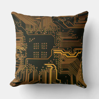 Geek Out NERD PCB Orange Electronic Circuit Board Kudde