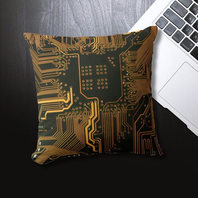 Geek Out NERD PCB Orange Electronic Circuit Board Kudde (Skapare uppladdad)