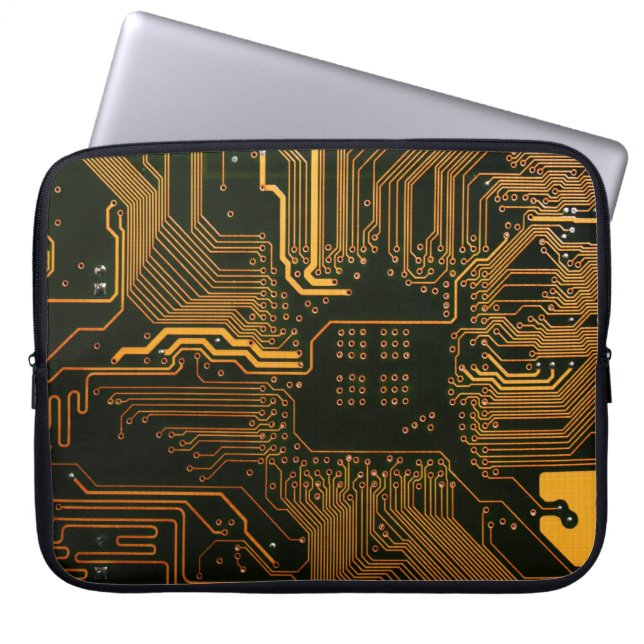 Geek Out NERD PCB Orange Electronic Circuit Board Laptop Sleeve (Framsidan)