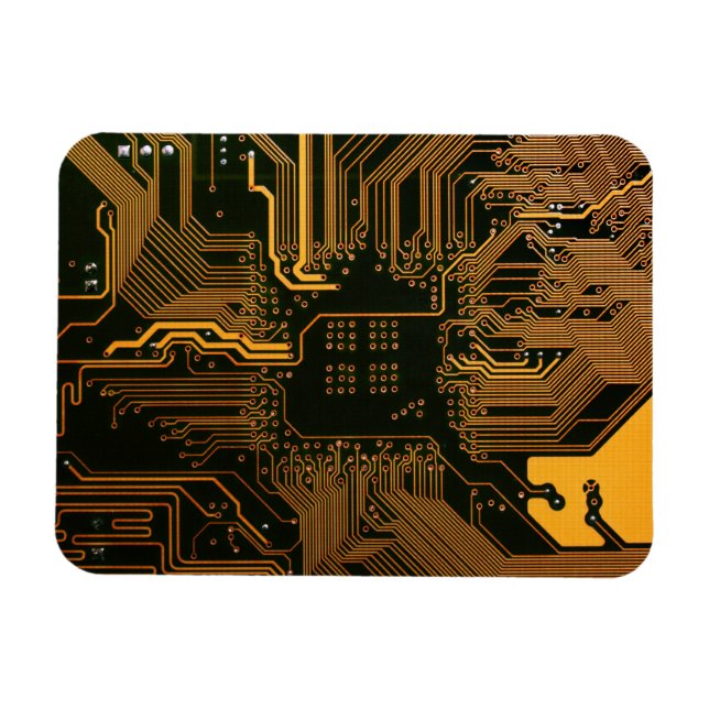 Geek Out NERD PCB Orange Electronic Circuit Board Magnet (Horisontell)