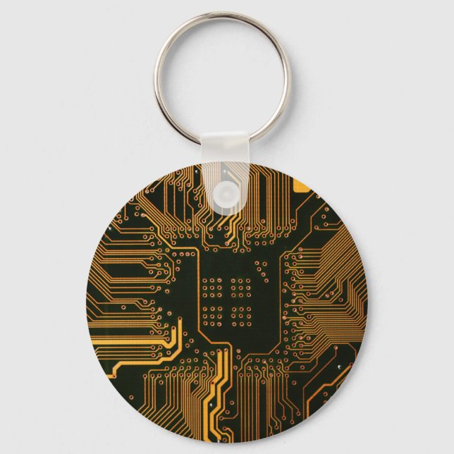 Geek Out NERD PCB Orange Electronic Circuit Board Nyckelring (Framsida)