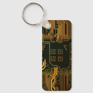 Geek Out NERD PCB Orange Electronic Circuit Board Nyckelring