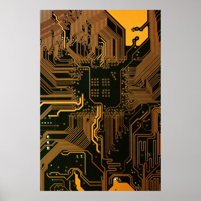 Geek Out NERD PCB Orange Electronic Circuit Board Poster (Framsidan)