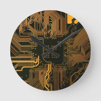 Geek Out NERD PCB Orange Electronic Circuit Board Rund Klocka