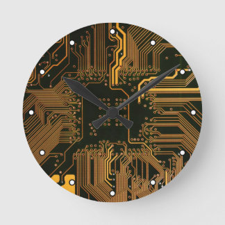Geek Out NERD PCB Orange Electronic Circuit Board Rund Klocka