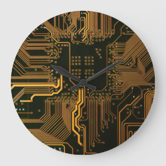Geek Out NERD PCB Orange Electronic Circuit Board Stor Klocka