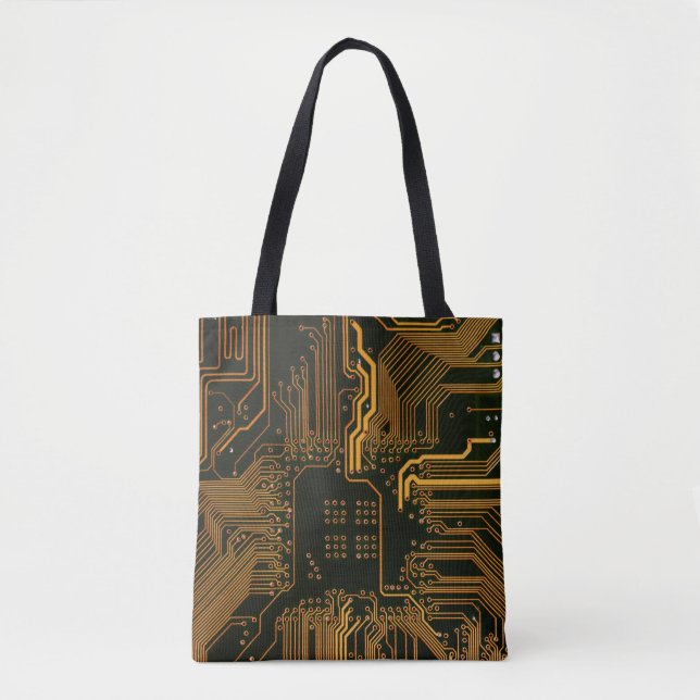Geek Out NERD PCB Orange Electronic Circuit Board Tygkasse (Framsida)