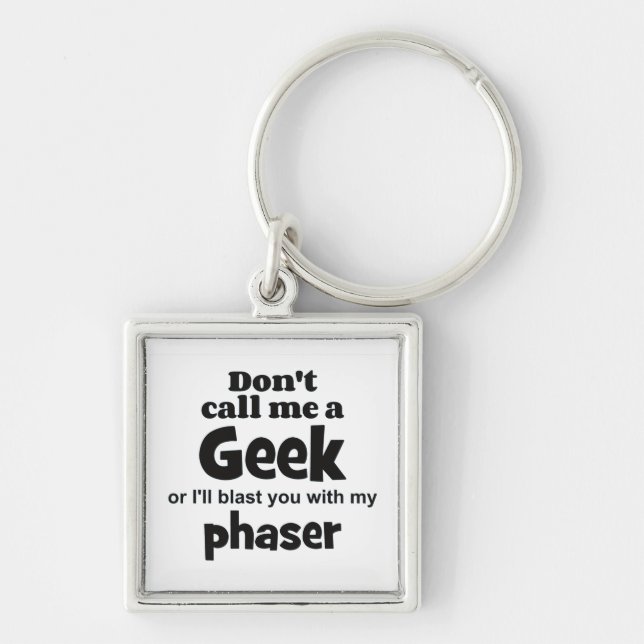 Geek phaser bf fyrkantig silverfärgad nyckelring (Framsidan)