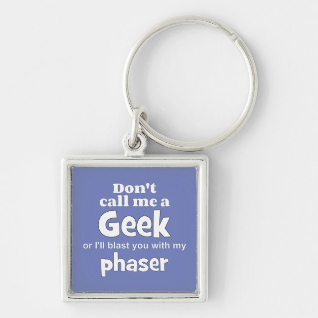 Geek phaser wf fyrkantig silverfärgad nyckelring (Framsidan)