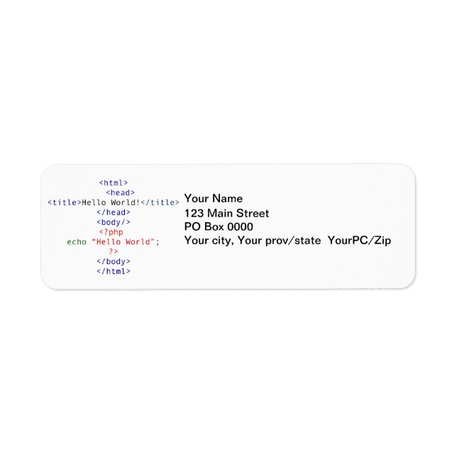 Geek php Hälsning Returadress Etikett (Framsidan)