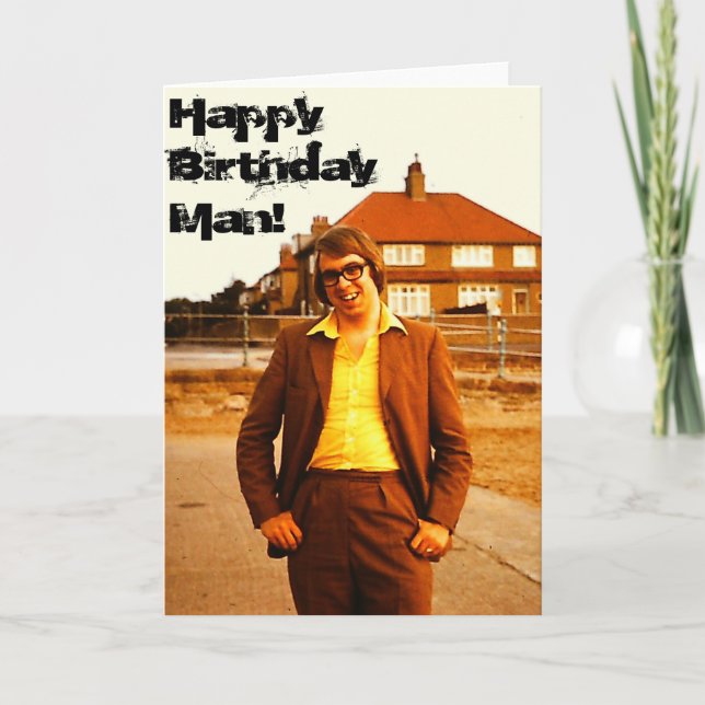 Geek - Retro 1970's English Man Birthday Card Kort (Framsida)