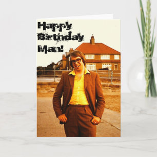 Geek - Retro 1970's English Man Birthday Card Kort