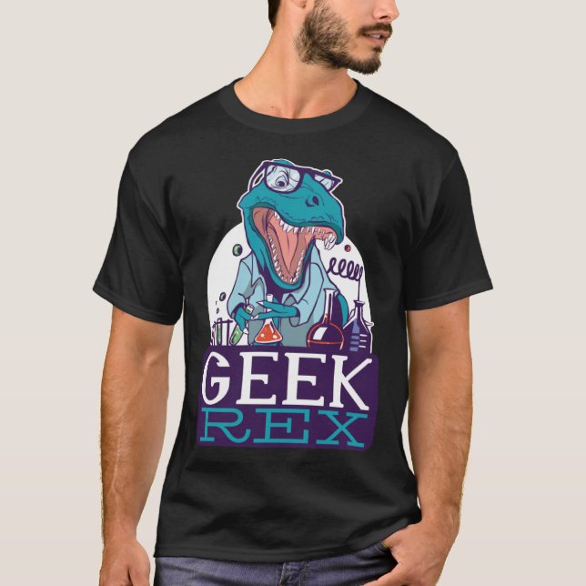 Geek Rex T-Rex Dinosaur Funny Scientists Shirt Che T Shirt (Framsida)