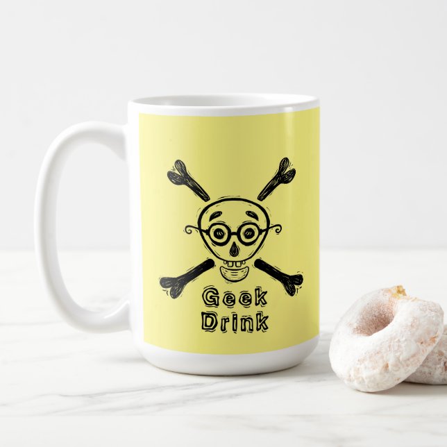 Geek Skull med personligen ögonglasögon Kaffemugg (Med munk)