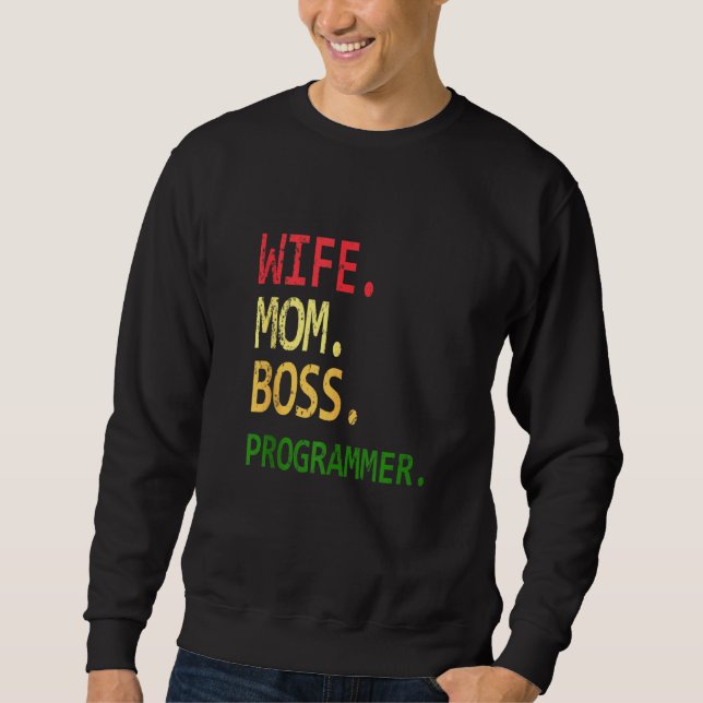 Geek Wife Mamma Chef Progr Lång Ärmad Tröja (Framsida)