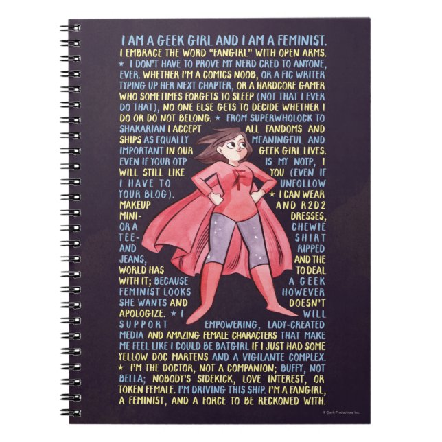 Geekflicka Litany för feminism Anteckningsbok Med Spiral (Framsidan)