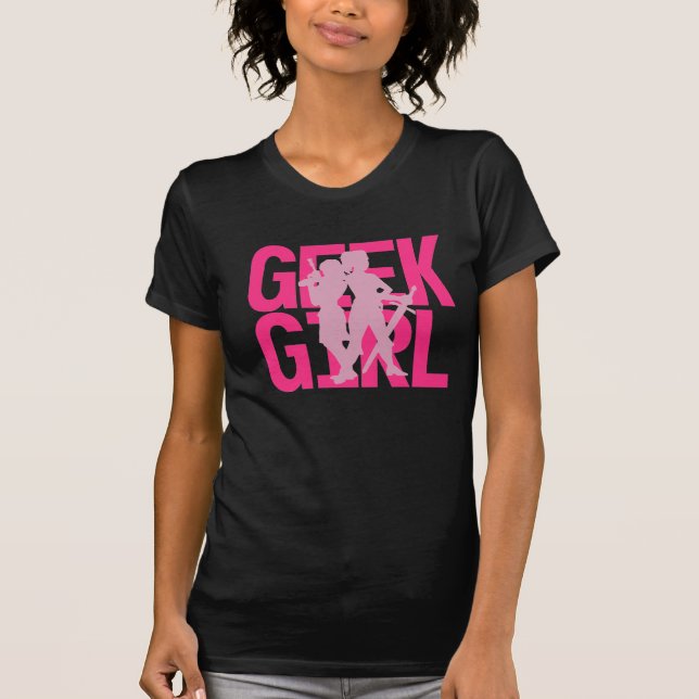 Geekflickarosor på svart utslagsplats tee shirt (Framsida)