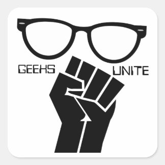 Geeks Unite! Stickers Fyrkantigt Klistermärke