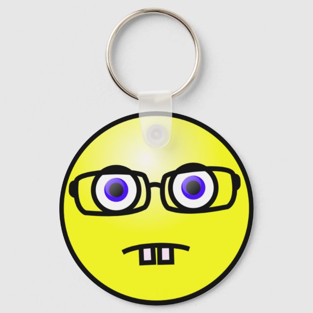 Geeky Ansikte Keychain Nyckelring (Framsida)
