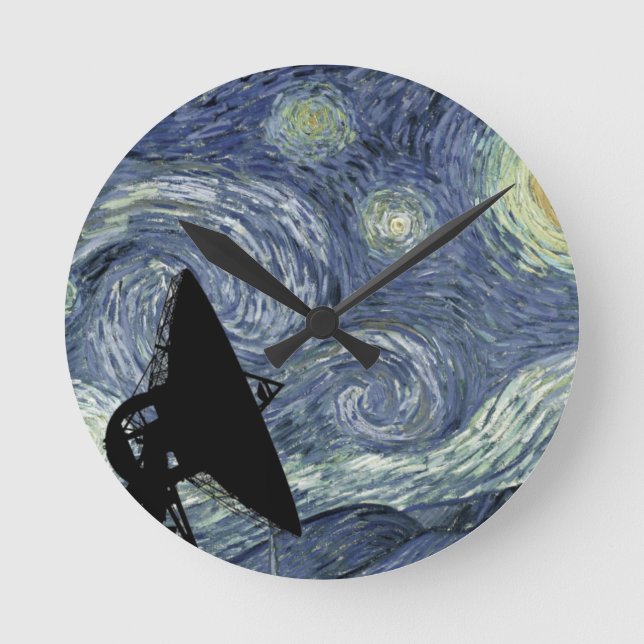 Geeky Astronomy Clock Rund Klocka (Framsida)