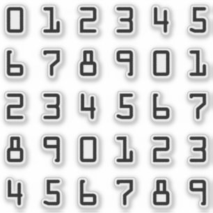 Geeky Computer Stil Digits / Numres / Numerals Klistermärken