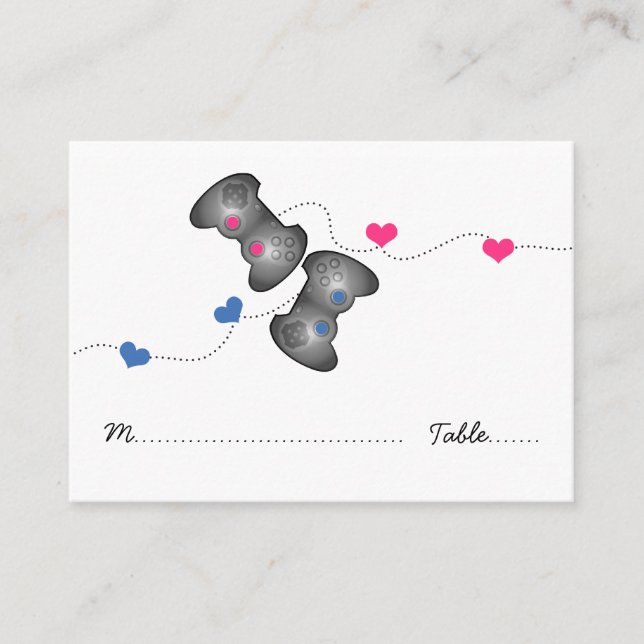 Geeky Gamer Bröllop ortkort Placeringskort (Framsida)