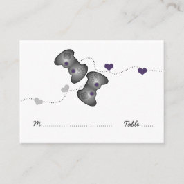 Geeky Gamer Bröllop-ortkort (Silver/Lila) Placeringskort