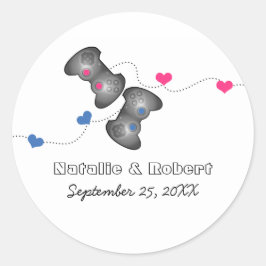 Geeky Gamers bröllop Stickers Runt Klistermärke