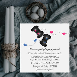 Geeky Gamers Save the Date Inbjudan Mörk (Blue/Ros