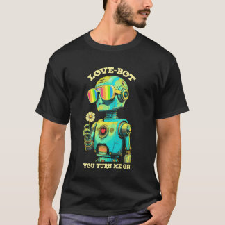 Geeky Gay Pride Month Robot Love-Bot Nerd Regnbåge T Shirt