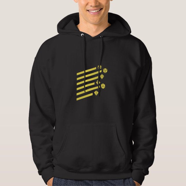 Geeky Geometric Gult Polyhedral D20 Dice Set Hoodie (Framsida)