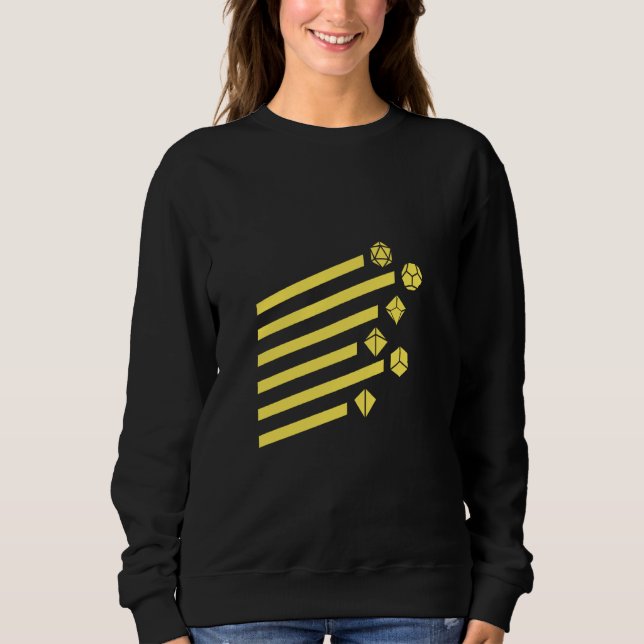 Geeky Geometric Gult Polyhedral D20 Dice Set T Shirt (Framsida)