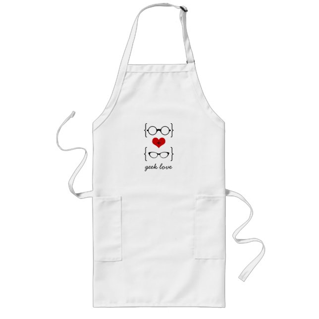 Geeky Glasses Apron Långt Förkläde (Framsidan)