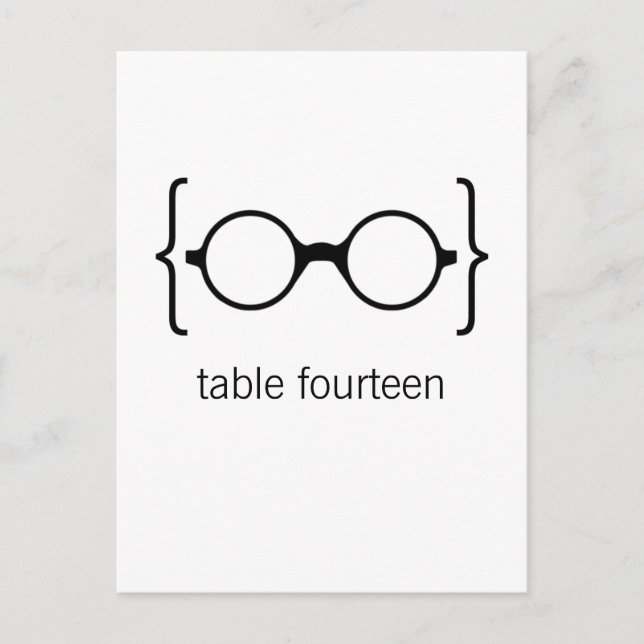 Geeky Glasses Bordsnummer Postcard Orange Bkgrd1b (Framsida)