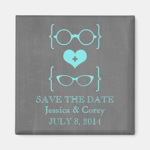 Geeky Glasses Chalkboard Spara datum magneter